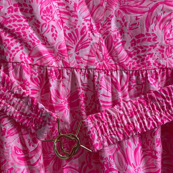 NWOT Lilly Pulitzer McKinnon midi dress pink blossom foxy llama size 14 pockets! - Picture 2 of 6